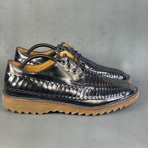 Marc Jacobs Woven Leather Shoe Men’s Black Lace Up Tractor Soul Size 10/44